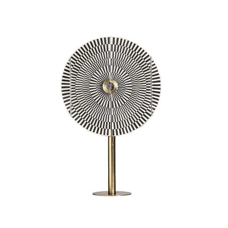 Estila Exkluzívna art-deco barová skrinka Caderina kruhového tvaru s dvomi dvierkami s čierno-bielym geometrickým dizajnom 160cm