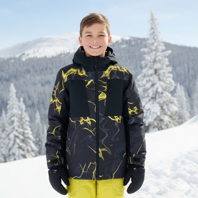 Chlapčenská lyžiarska bunda 4F JUNIOR TECHNICAL JACKET M0830-4FJWAW25TTJAM0830-90A-MULTICOLOUR ALLOVER 5
