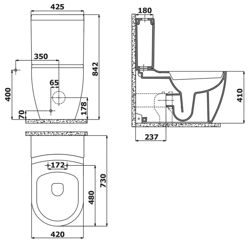 SAPHO - GRANDE WC kombi XL, spodný / zadný odpad, biela GR360 2