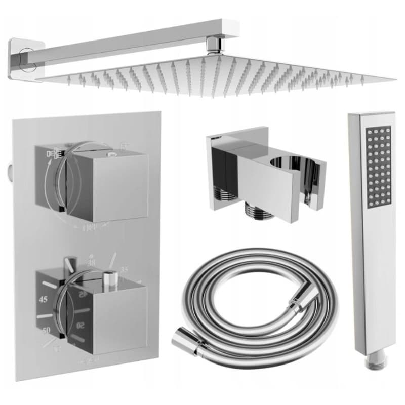 MEXEN/S MEXEN/S - Cube DR02 podomietkový sprchový SET + slim sprcha 30, chróm 77502DR0230-00