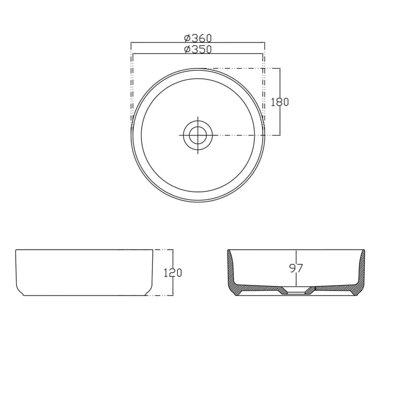 ISVEA - INFINITY ROUND keramické umývadlo na dosku, priemer 36cm, biela mat 10NF65036-2L 2