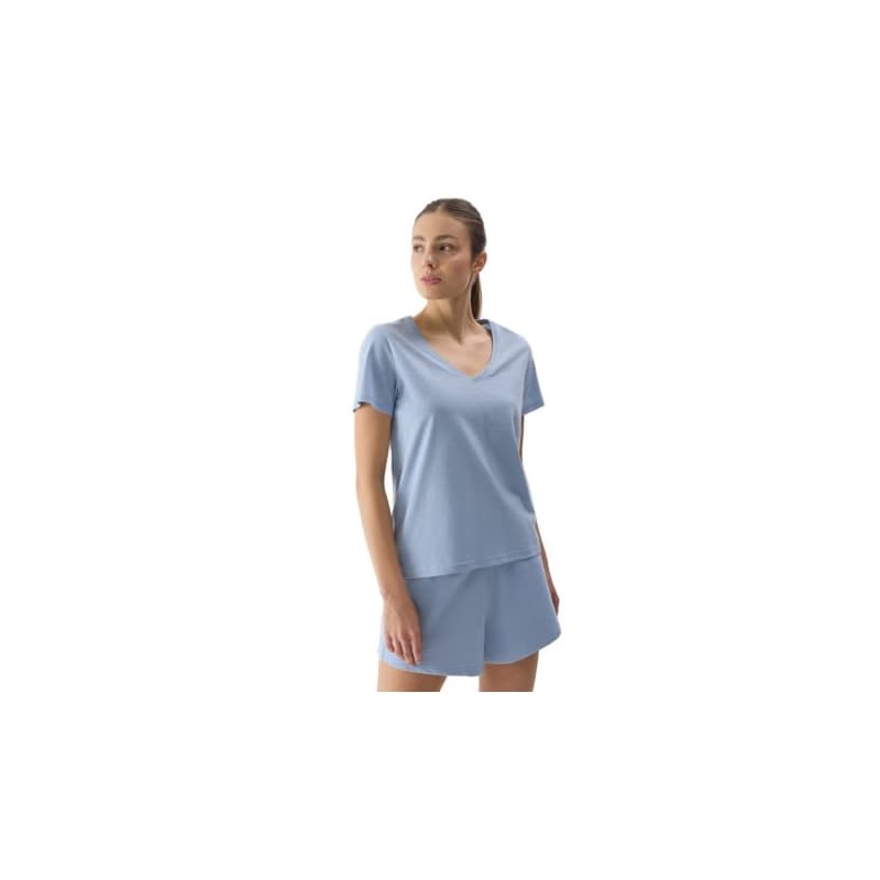 Dámske tričko s krátkym rukávom s v-výstrihom 4F TSHIRT-WSS24TTSHF1162-34S-LIGHT BLUE