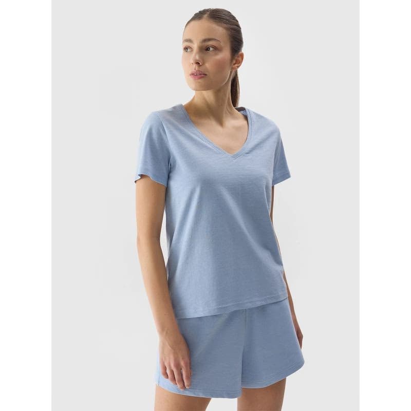 Dámske tričko s krátkym rukávom s v-výstrihom 4F TSHIRT-WSS24TTSHF1162-34S-LIGHT BLUE 2