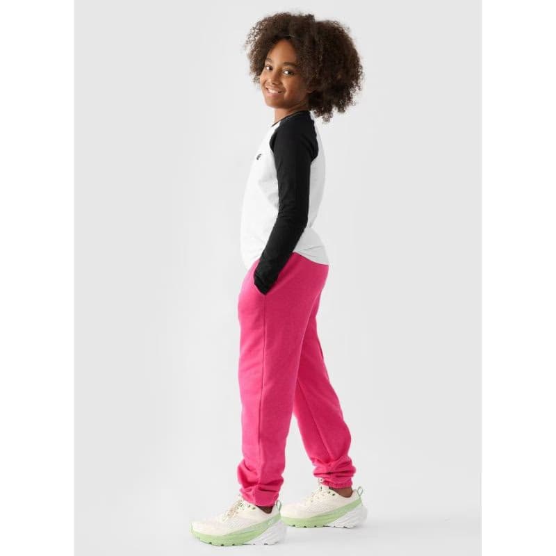 Dievčenské tepláky 4F JUNIOR TROUSERS-JWAW24TTROF754-55S-HOT PINK 2