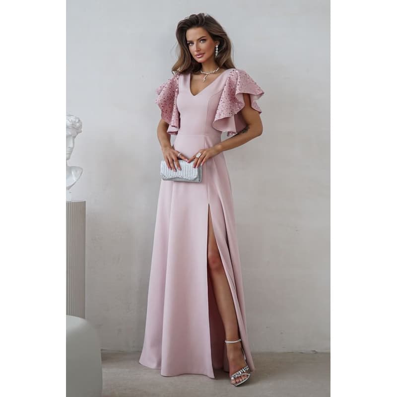 Warsaw Dress Staroružové spoločenské šaty s flitrovanými rukávmi Veľkosť: XS