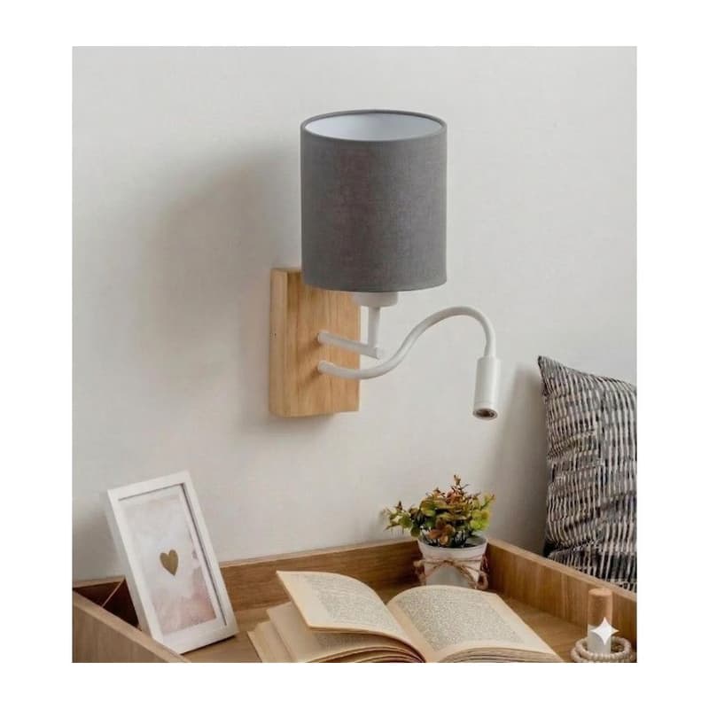 Brilagi - LED nástenná lampa NUBILA WOOD 1xE27/25W/230V + LED/3W dub/biela/svetlošedá BG1565+BG2454