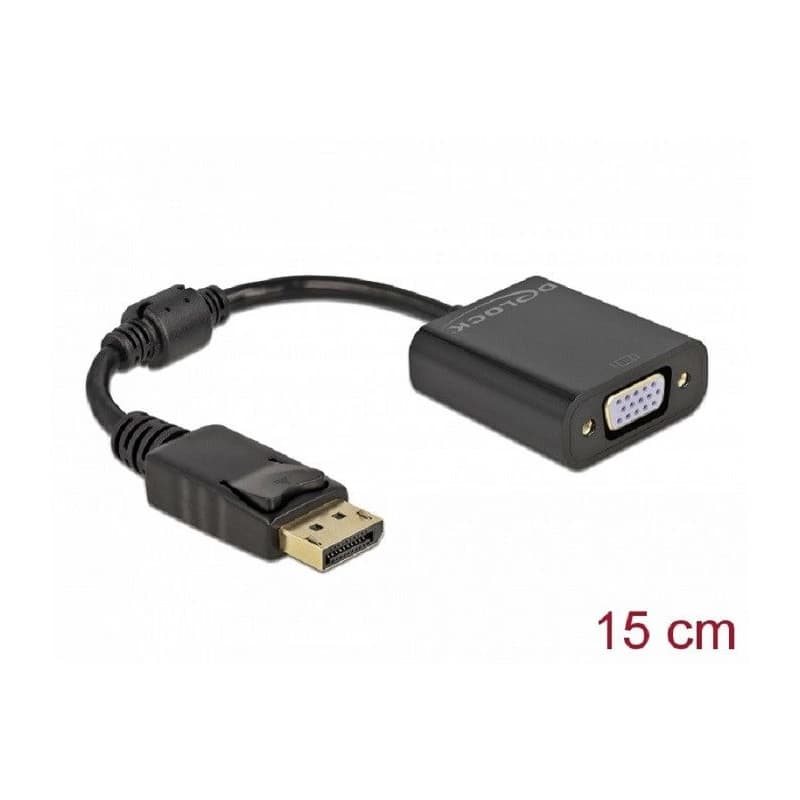 Delock Adaptér DisplayPort 1.2 samec na VGA samica pasívna čierna