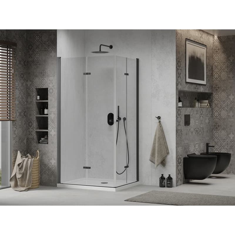 MEXEN/S - Lima Duo sprchovací kút 90x80, transparent, čierna + vanička so sifónom 856-090-080-70-02-4010B 2