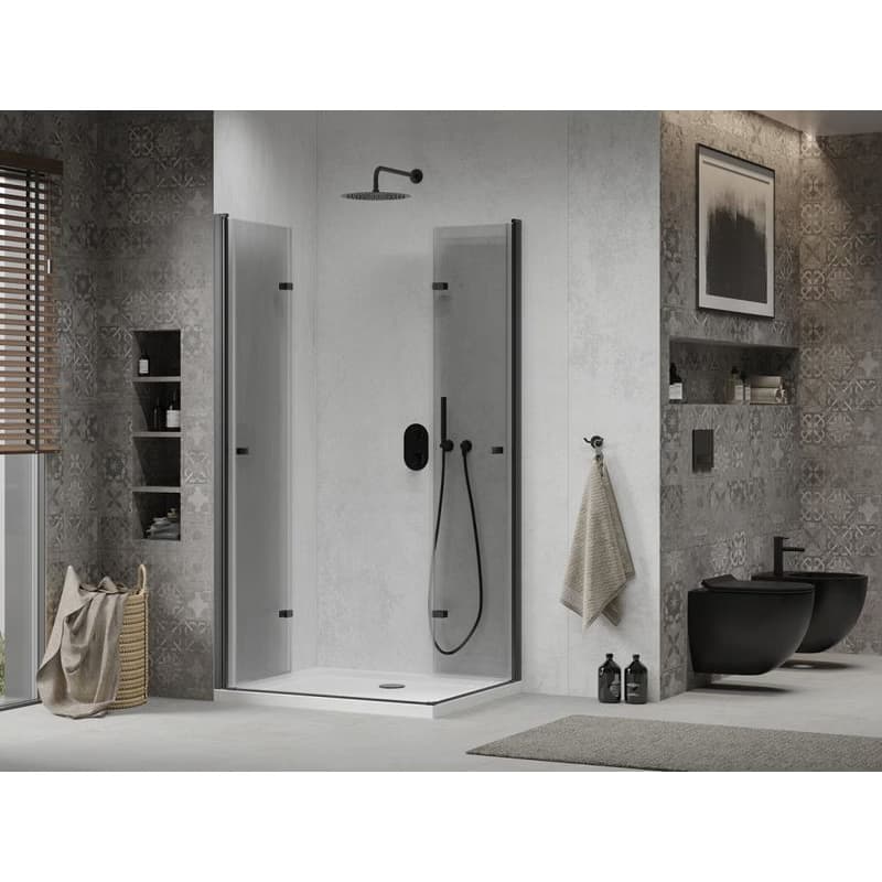 MEXEN/S - Lima Duo sprchovací kút 90x80, transparent, čierna + vanička so sifónom 856-090-080-70-02-4010B 4