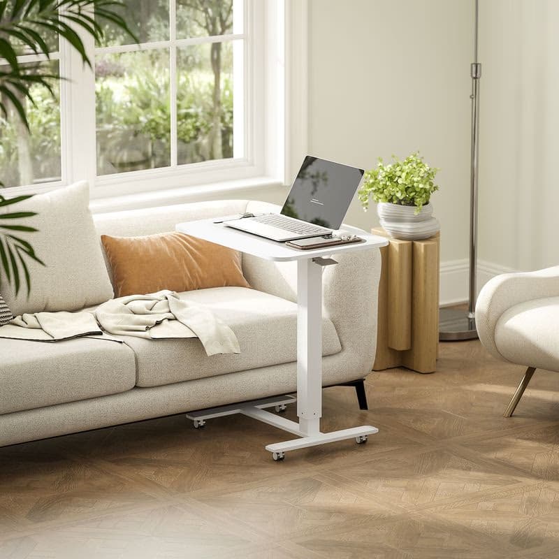 HOMCOM Výškovo nastaviteľný stôl na notebook 65 x 70-110 x 48 cm biely 2