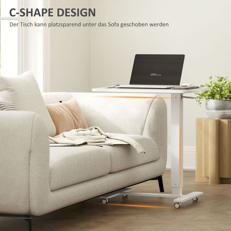 HOMCOM Výškovo nastaviteľný stôl na notebook 65 x 70-110 x 48 cm biely 4