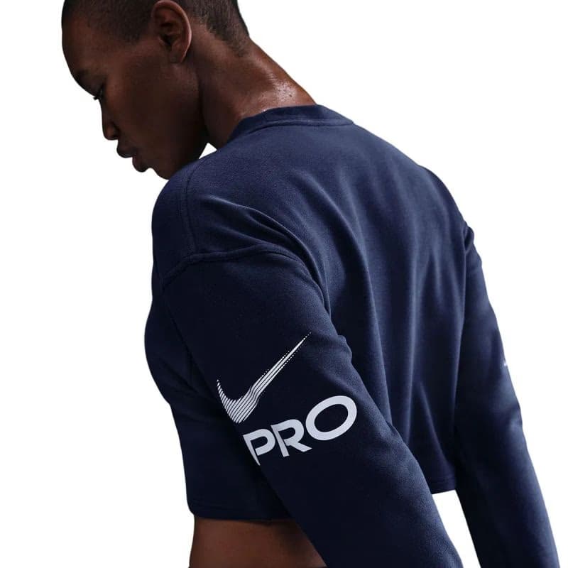 Dámska mikina NIKE PRO W NP DF FLC CREW TT GRX MIDNIGHT NAVY FOOTBALLGREY WHITE 4
