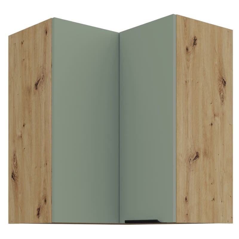 KONDELA Arsany 60x60 GN-72 2F horná rohová kuchynská skrinka aquamarine / dub artisan