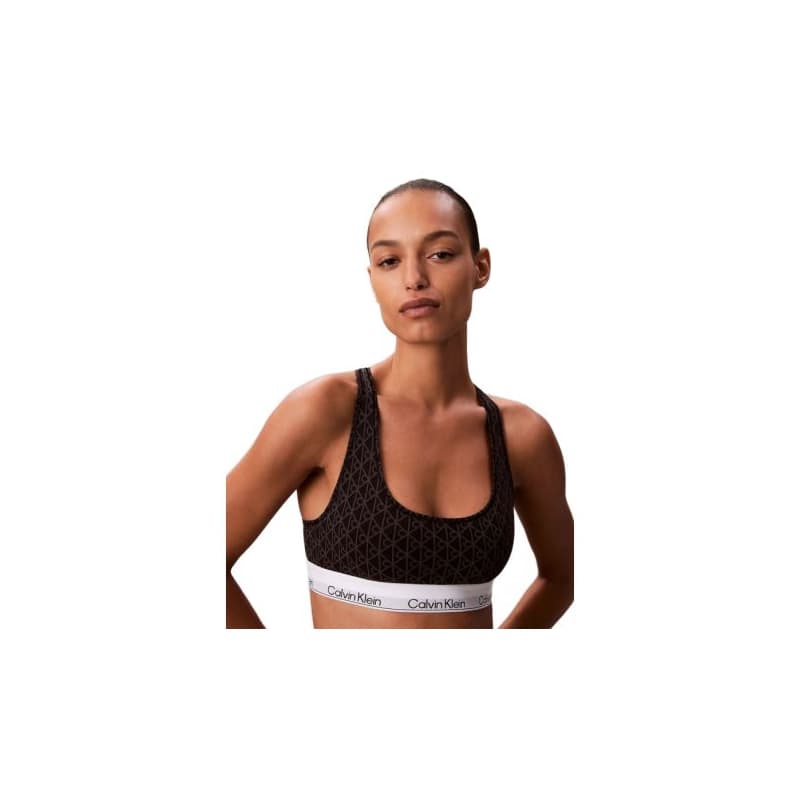 Dámska podprsenka CALVIN KLEIN Unlined Bralette Icon Cotton Modal seamless emblem black ashford gray