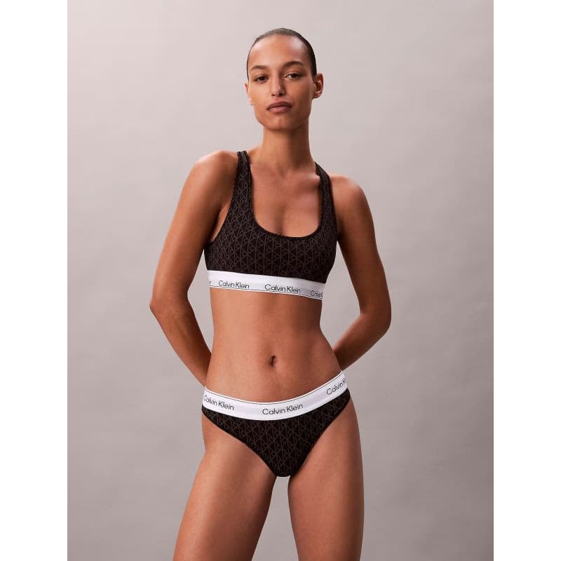 Dámska podprsenka CALVIN KLEIN Unlined Bralette Icon Cotton Modal seamless emblem black ashford gray 2