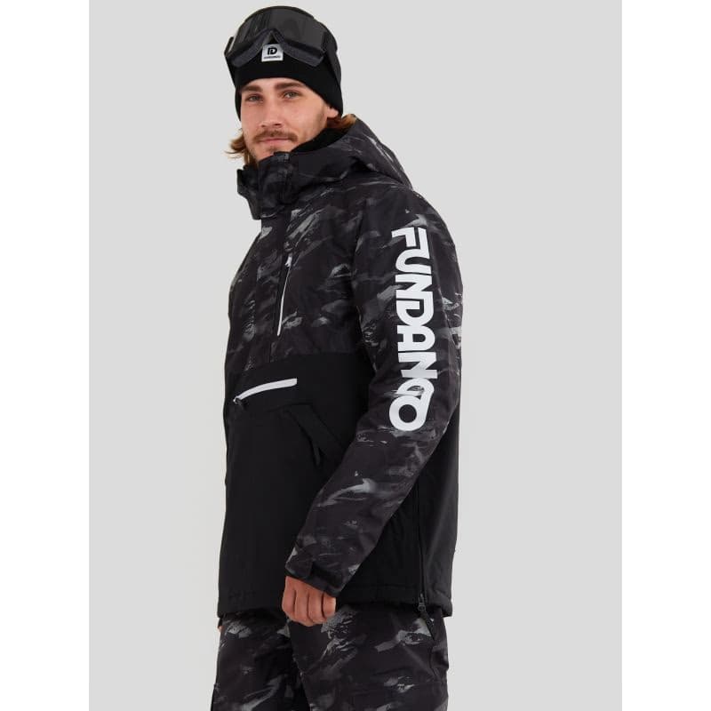 Pánska lyžiarska bunda FUNDANGO Tilbury Logo Anorak-893-black camouflage 3