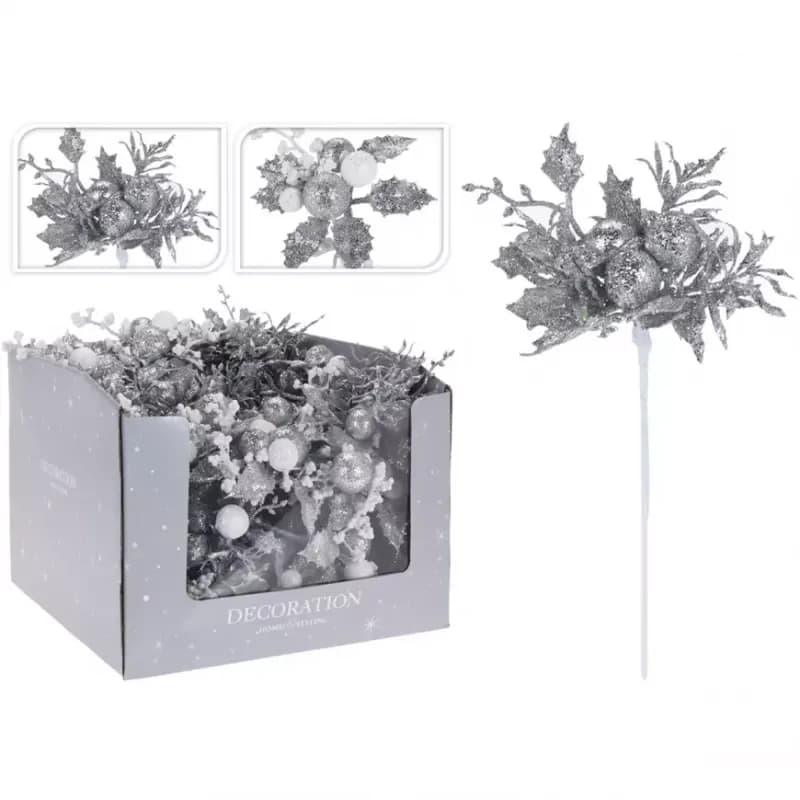 Kvet na drôtiku 20 cm silver 2AS ABJ403050