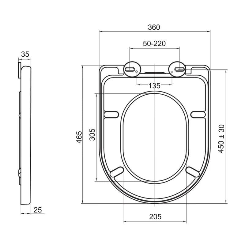 Mereo WC závesné, RIMLESS, 530x355x360, keramické, vr. sedátka CSS124 VSD81S2 3