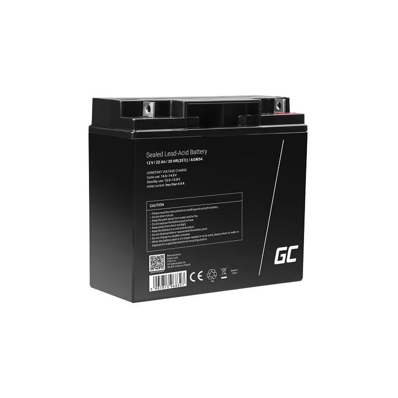 Green Cell AGM VRLA 12V 22Ah maintenance-free battery pre lode, scooters, toys, wheelchairs