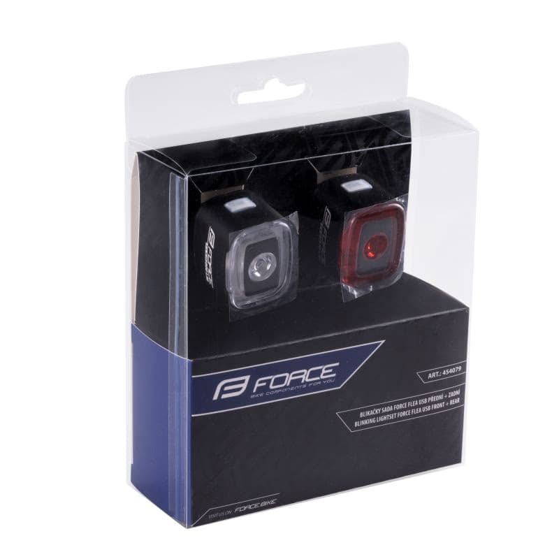 Svetlo na bicykel FORCE FLEA 200 LM, USB front - rear 5