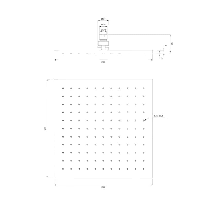 OMNIRES - SLIMLINE dažďová sprcha, 30 x 30 cm chróm /CR/ WG230CR 3