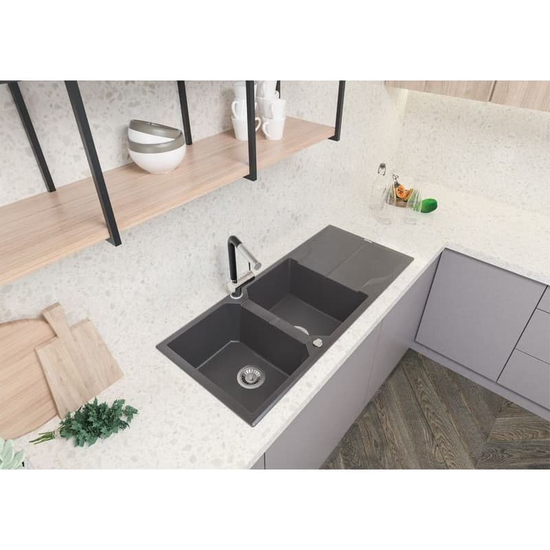 DEANTE DEANTE - Andante sandy - Granitový drez, 2 - bowl s odkvapkávačom ZQN_7213 2