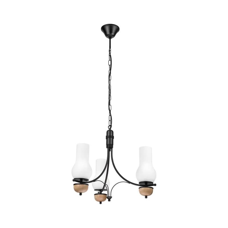 Brilagi - LED luster na reťazi COTTAGE 3xE14/40W/230V dub/čierna/biela BG1520+3xBG2270