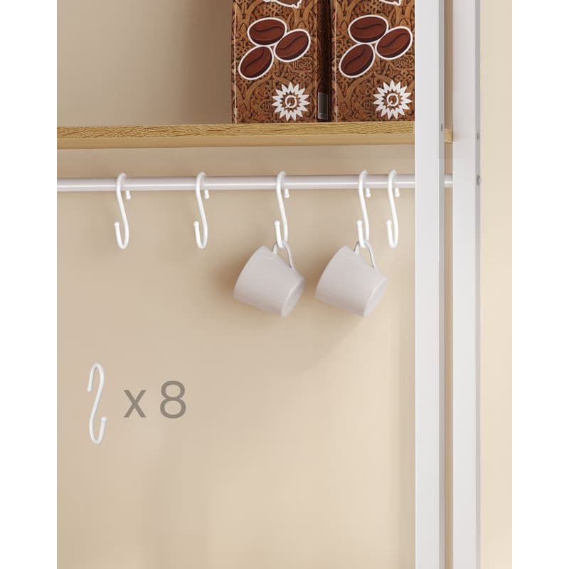 VASAGLE Kuchynský regál so zásuvkovou lištou a pracovnou doskou 60 x 170 x 40 cm dub biela 6