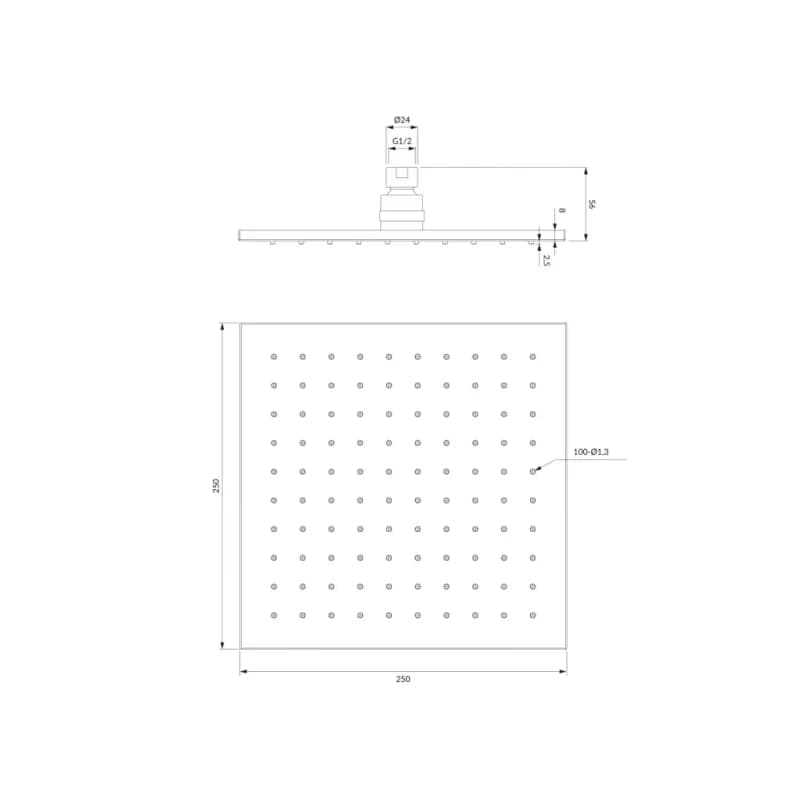 OMNIRES - SLIMLINE dažďová sprcha, 25 x 25 cm chróm /CR/ WG225CR 3