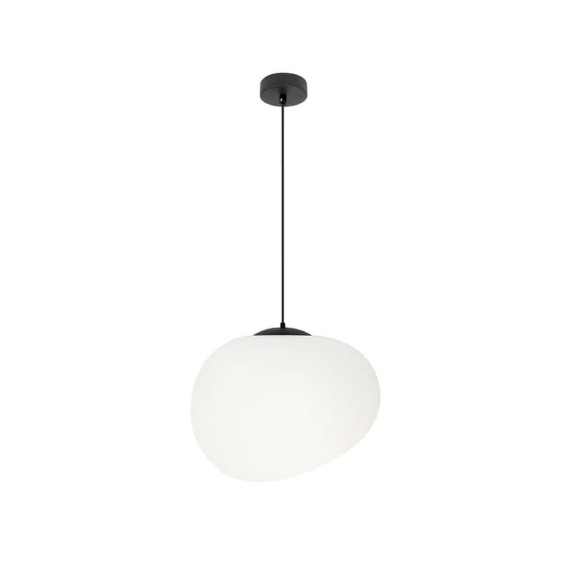 Závesná lampa STONES 25 cm v japonskom štýle - s tienidlom inšpirovaným bielym kameňom - minimalistické stropné osvetlenie do obývačky E27