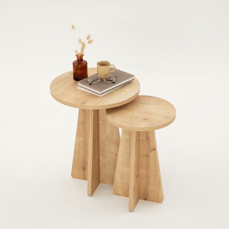 Sada odkladacích stolíkov (2 kusy) Mushroom - Sapphire Oak 5