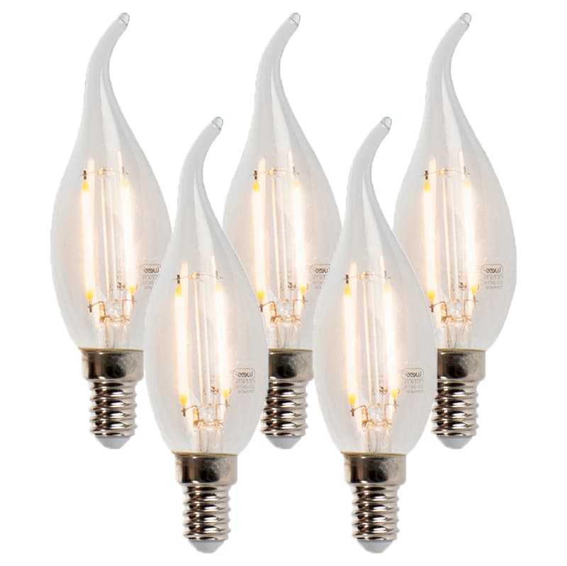 Sada 5 stmievateľných LED vláknových žiaroviek sviečok E14 250lm 2700K