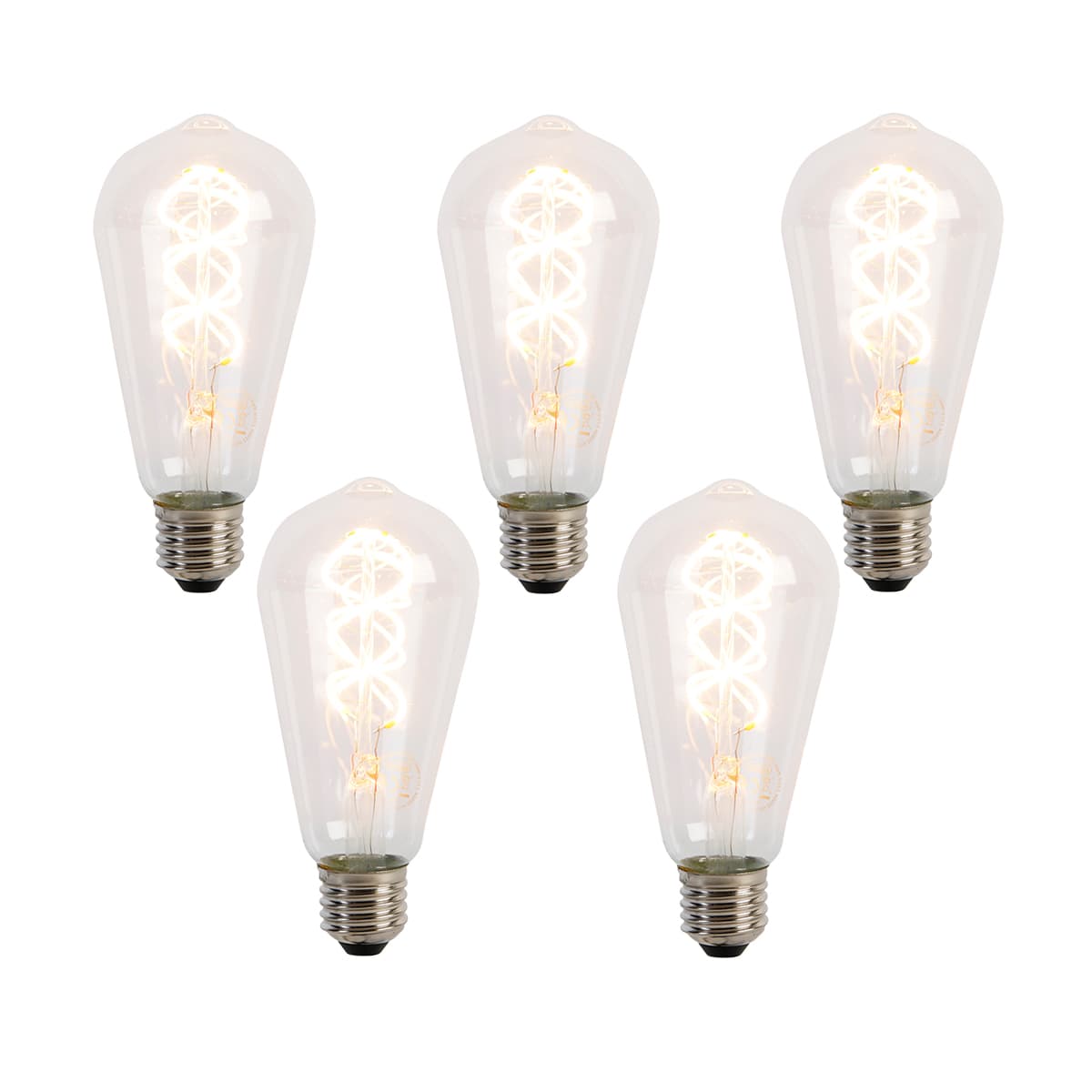 Sada 5 LED žiaroviek E27 so špirálovým vláknom ST64 5W 400 lm 2200K