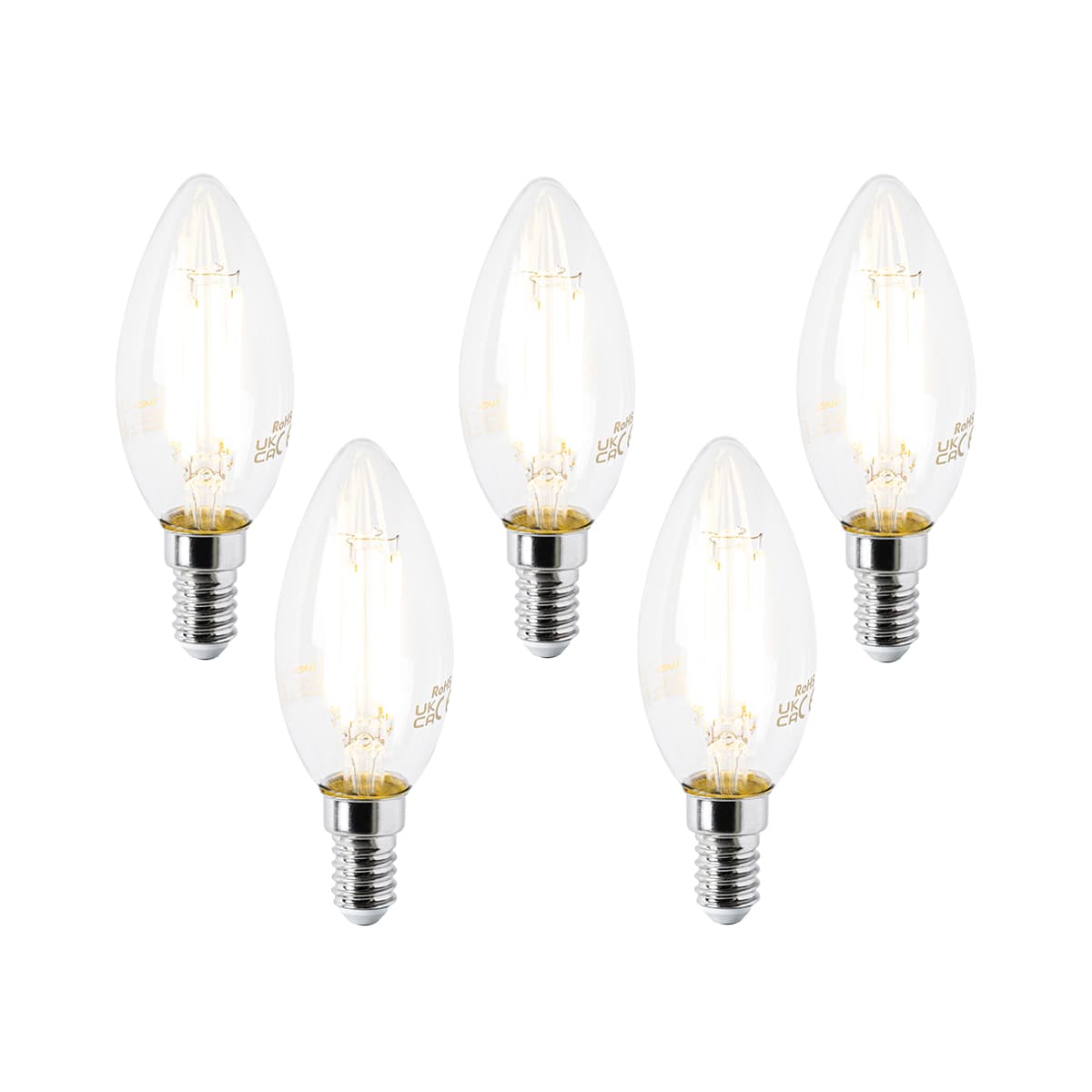 Sada 5 LED žiaroviek E14 B35 číre 2,2 W 470 lm 2700 K