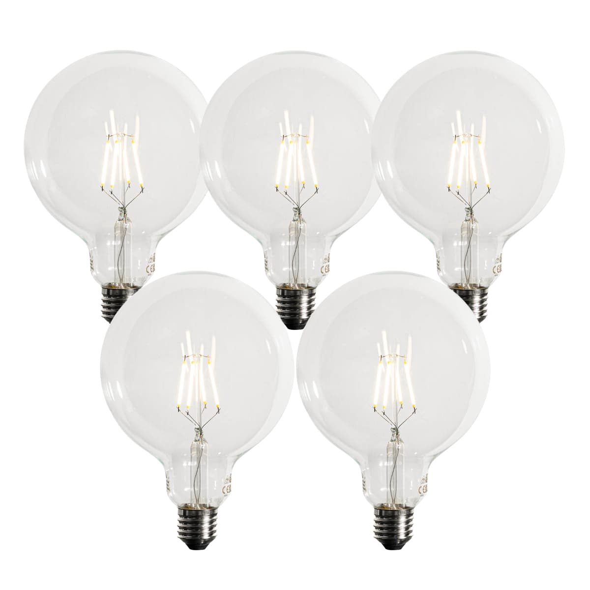 Sada 5 stmievateľných LED žiaroviek E27 G125 5W 450 lm 3000K