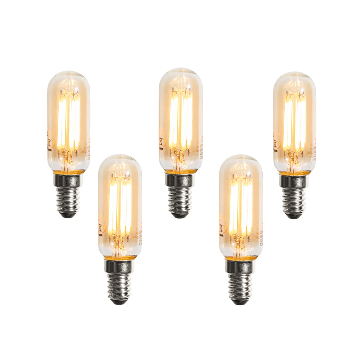 Sada 5 stmievateľných LED žiaroviek E14 zlatá T25 4W 300 lm 2200K