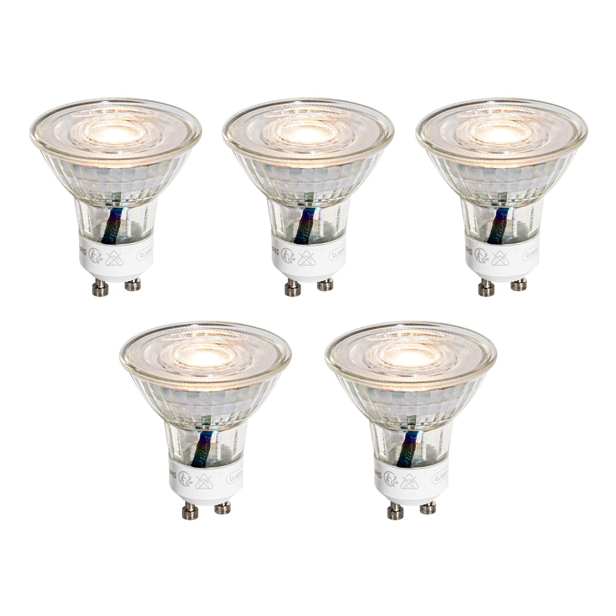 Sada 5 GU10 50mm LED žiaroviek číra 4,9W 450 lm 3000K