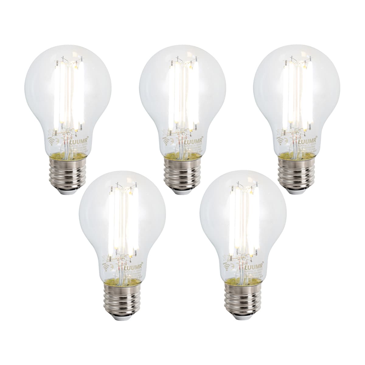Sada 5 inteligentných stmievateľných LED žiaroviek E27 A60 číra 7W 806 lm 2700-6500K