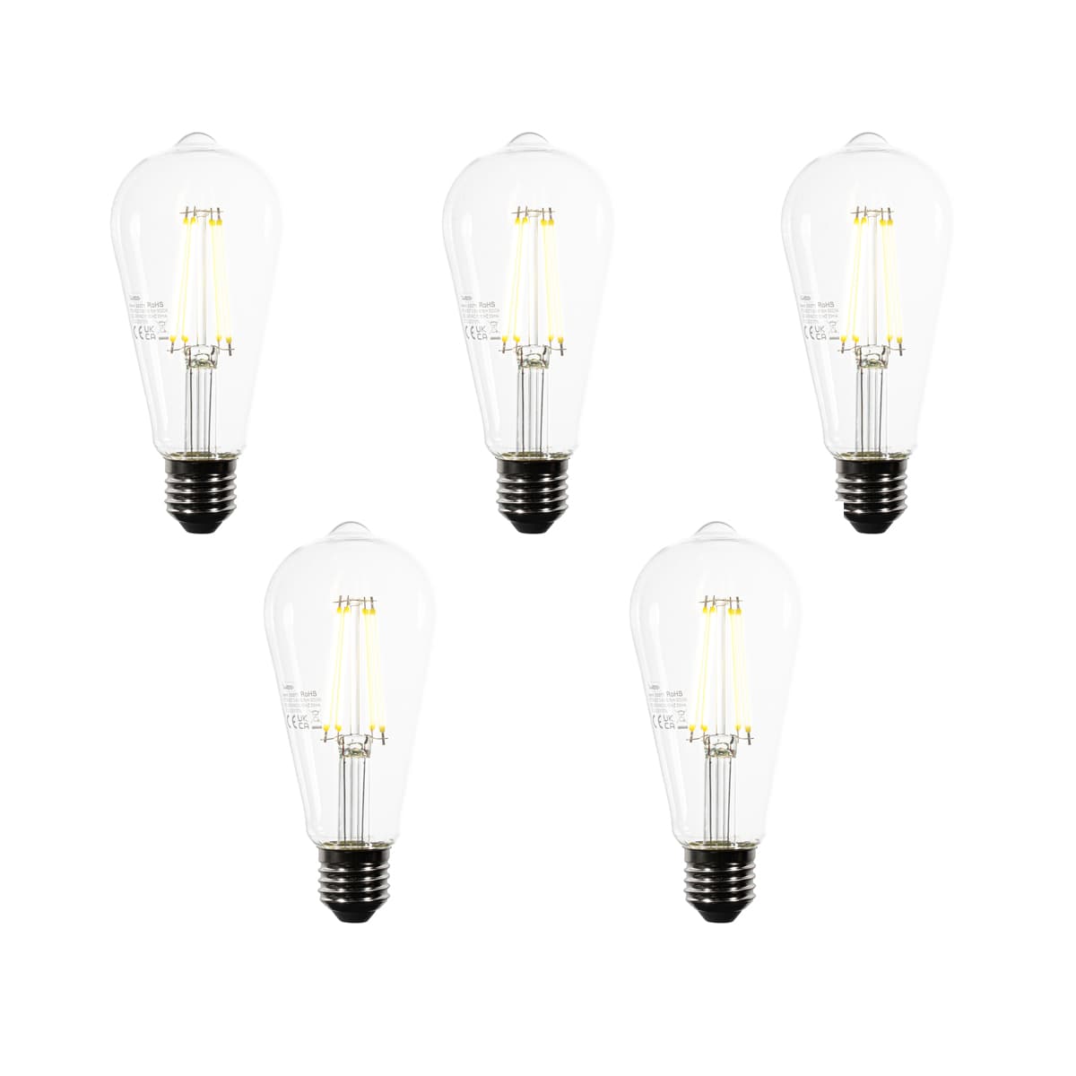 Sada 5 LED žiaroviek E27 ST64 číra 3.8W 806 lm 3000K