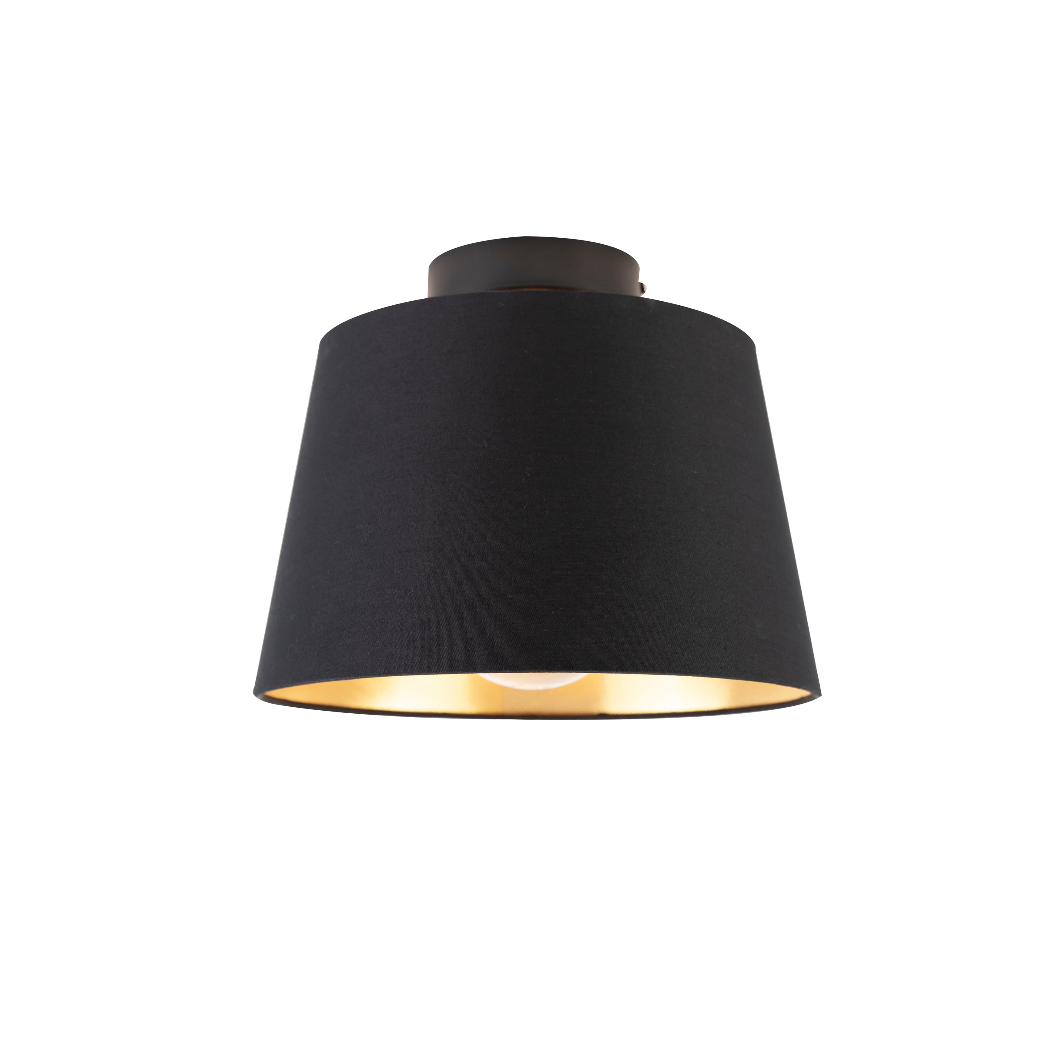 Stropné svietidlo s tienidlom z bavlny čierne so zlatom 25 cm - Combi Black