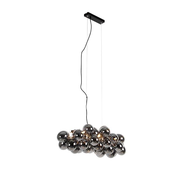 Art Deco závesná lampa čierna s dymovým sklom 8-Lights - Uvas