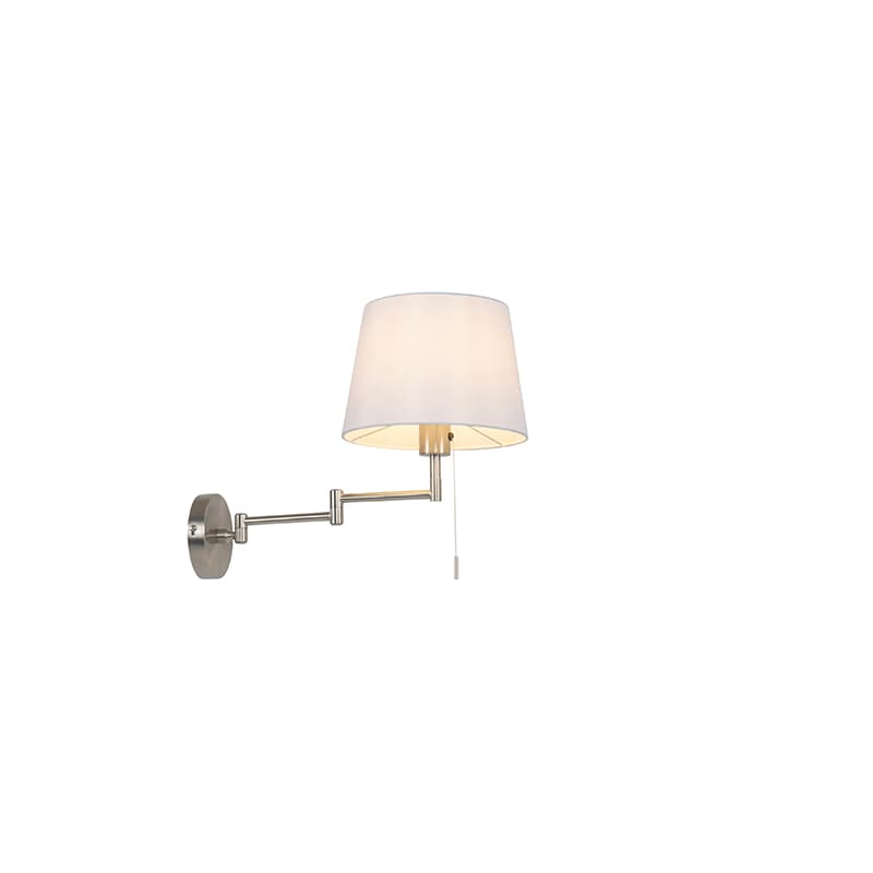 Nástenná lampa z ocele s bielym tienidlom a nastaviteľným ramenom - Ladas Deluxe