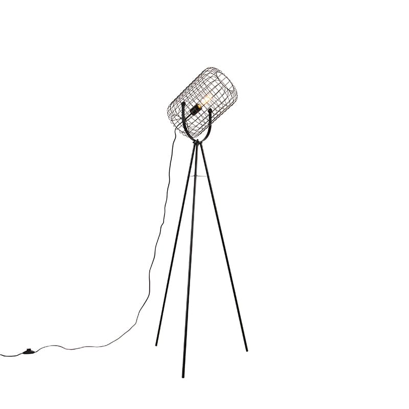 Priemyselná stojaca lampa trojnožka oceľ čierna - Bliss Vefa