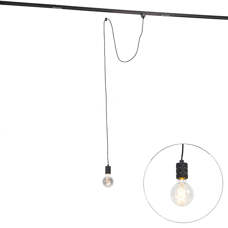 Závesná lampa čierna pre 1-fázový koľajnicový systém - Iconic Cavalux