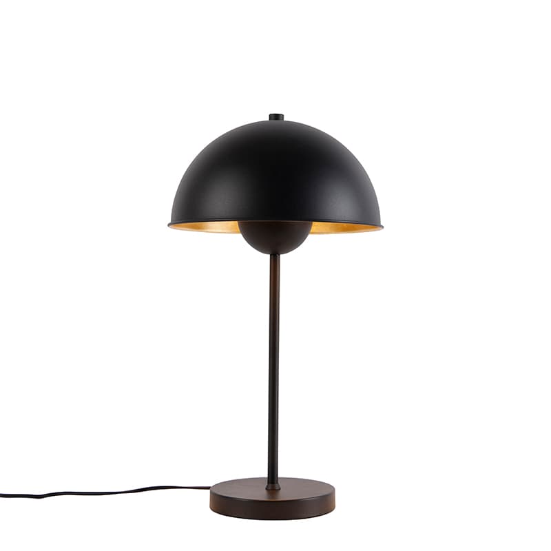 Retro stolná lampa čierna so zlatom - Magnax
