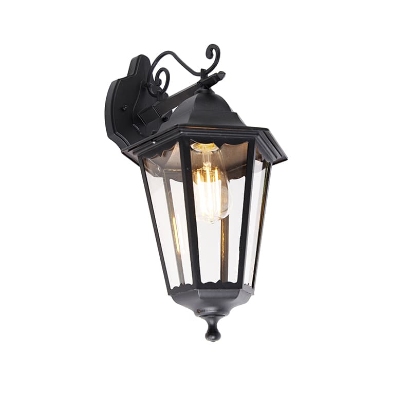 Klasická vonkajšia nástenná lampa čierna IP44 - Havana Down