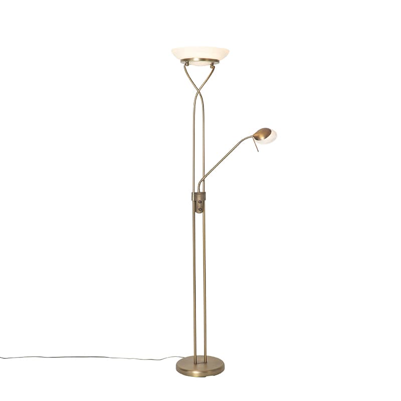 Bronzová stojaca lampa vrátane LED a stmievača s lampou na čítanie - Empoli