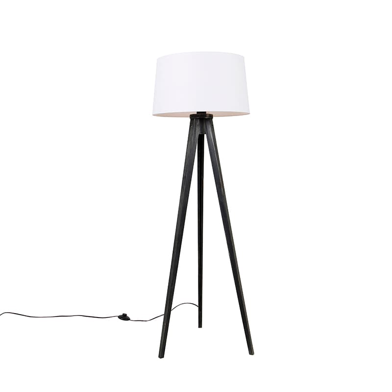 Trojnožka čierna s tienidlom z ľanu biele 45 cm - Tripod Classic