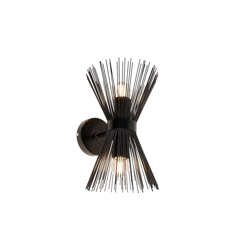 Art Deco nástenná lampa čierna 2-svetlá - Broom