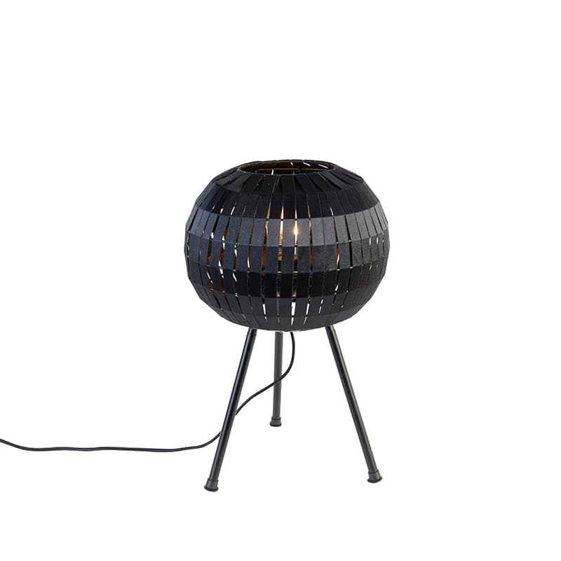 Moderná trojnohá stolná lampa čierna - Zoë